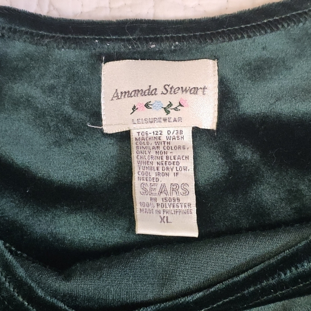 Vintage Amanda Stewart Leisurewear Forest Green Velvet Maxi Dress XL - Picture 5 of 5